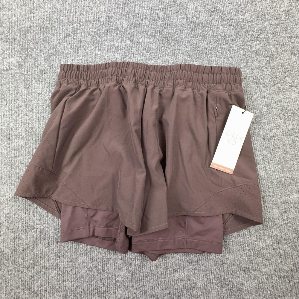 CALIA Shorts Womens XS Brown 2-In-1 Infinity Running Lined Athletic Gym Training